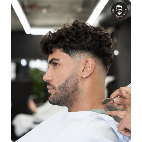 Curly top with low fade taper haircut