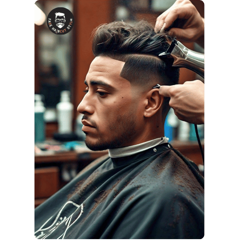 Using Blow-dryer for volume on drop fade haircut