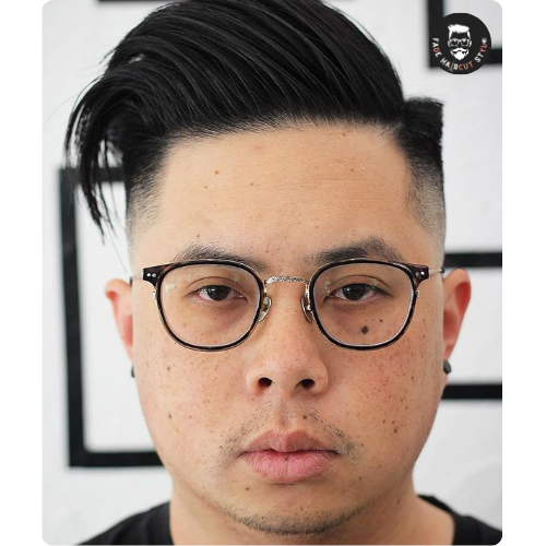 Round face shape with taper fade haircut