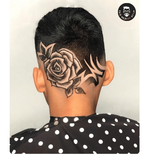 Floral pattern on fade haircut designs