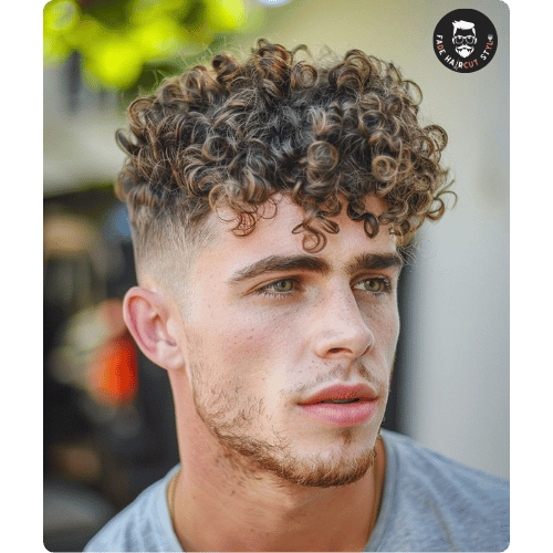 High top fade haircut with curls