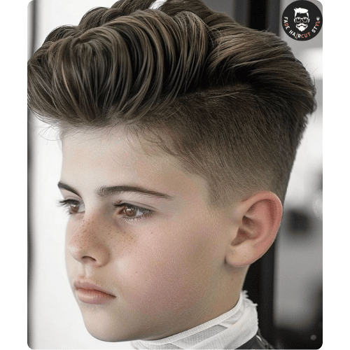 Kids fade haircut with pompadour