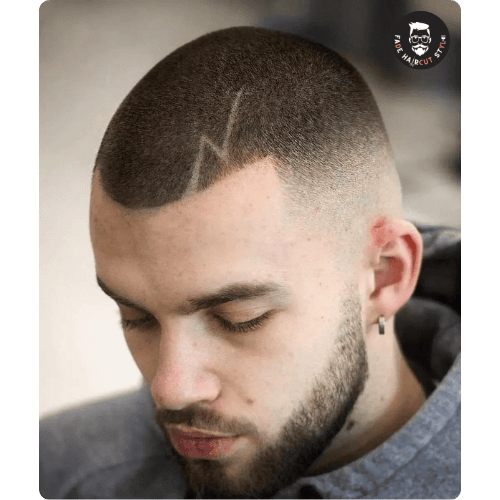 Buzz fade haircut with designs