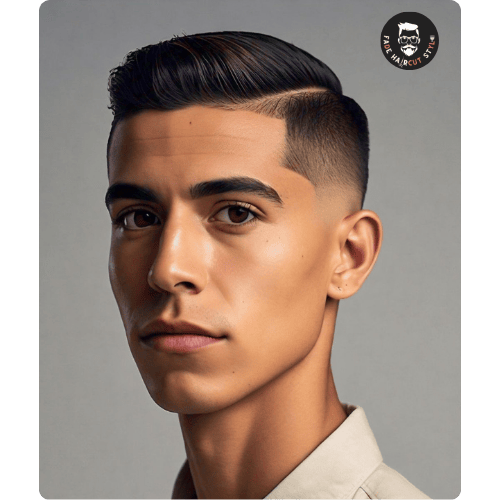 Buzz fade haircut with longer hair on top