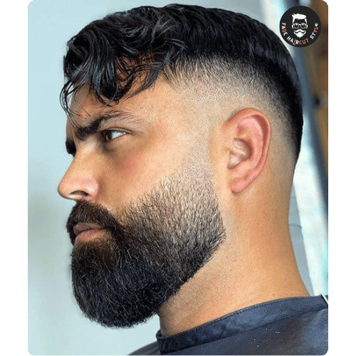 Low drop fade haircut with beard