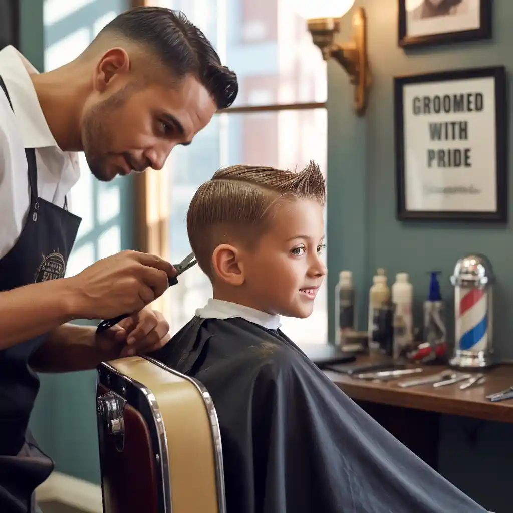 Low fade with curly top kid hairstyle

